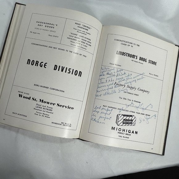 1952 Western Michigan Christian High School Yearbook Inscribed Good Luck Wishes - Picture 12 of 14